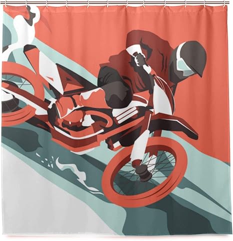 Amazon Geevosun シャワーカーテン モトクロスジャンプベクトルイラストエクストリームスポーツ 防水 浴室 お風呂 バスカーテン 洗面所 間仕切り 目隠し用 Hdデジタル印刷 取付簡単 1 180cm シャワーカーテン ホーム キッチン オンライン通販
