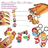 Mermaid Party Favors Set 30PCs, Mermaid Party Supplies, Mermaid Rings, Bracelets, Keychains Favor Pack, Supplies Favor for Boys Girls Kids Teens Best Themed Pack Novelty