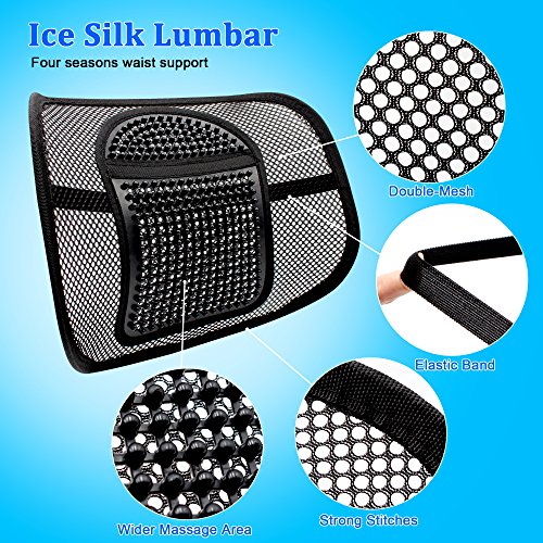 Double Mesh Lumbar Support Chair Cushion Waist Lower Back Supportive Cushions,Ice Silk Chair Seating Support Cushion for Car Home Office,Upgraded Breathable Seat Chair Sofa Lumbar BACK WAIST Support