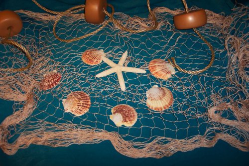 Fishing Net, 6 X 9 Ft Fish Net, Netting Shells, Starfish, Floats Decorative Nautical Decor Display, Outdoor Stuffs