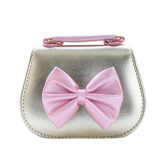 FENICAL Handbag Bowknot Crossbody Bag PU leather Messenger Purse Baby Girls (Rosy)