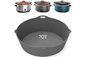 Silicone Slow Cooker Liners for Crock-Pot 7 Quart Crock Pot Liner Reusable 7QT Oval Cooking Liner BPA-Free Leakproof Dishwash