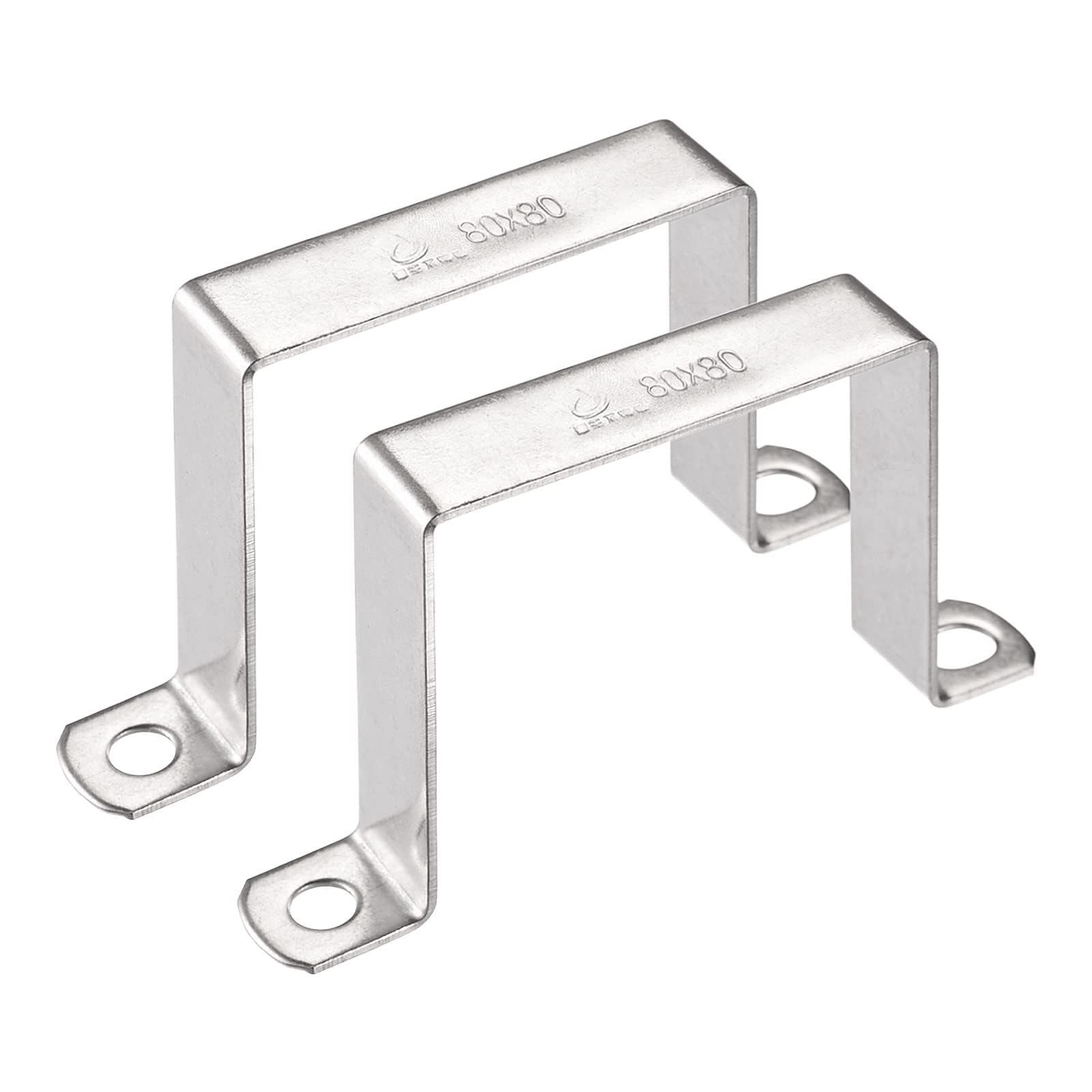 TA-VIGOR 2Pcs U Shaped Connector Bracket, 80mm x 80mm Stainless Steel Bracket Stainless Steel Pipe Clamp, Heavy Duty Conduit Clamps for Door Closed Bar Holder Strut, Pipe Tube Wire Fixing