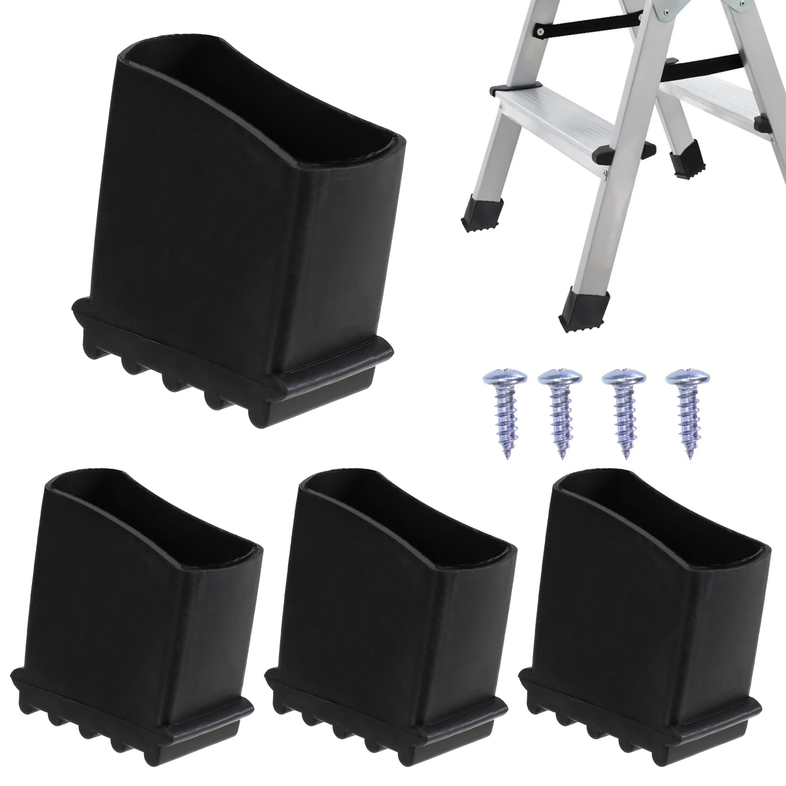 Pack of 4 Ladder Feet - Replacement Feet for Household Ladders, Rubber Ladder Feet, Protective Caps for Ladders, Replacement Ladder Caps, Step Ladder Feet, Ladder Foot Replacement Foot for Ladder