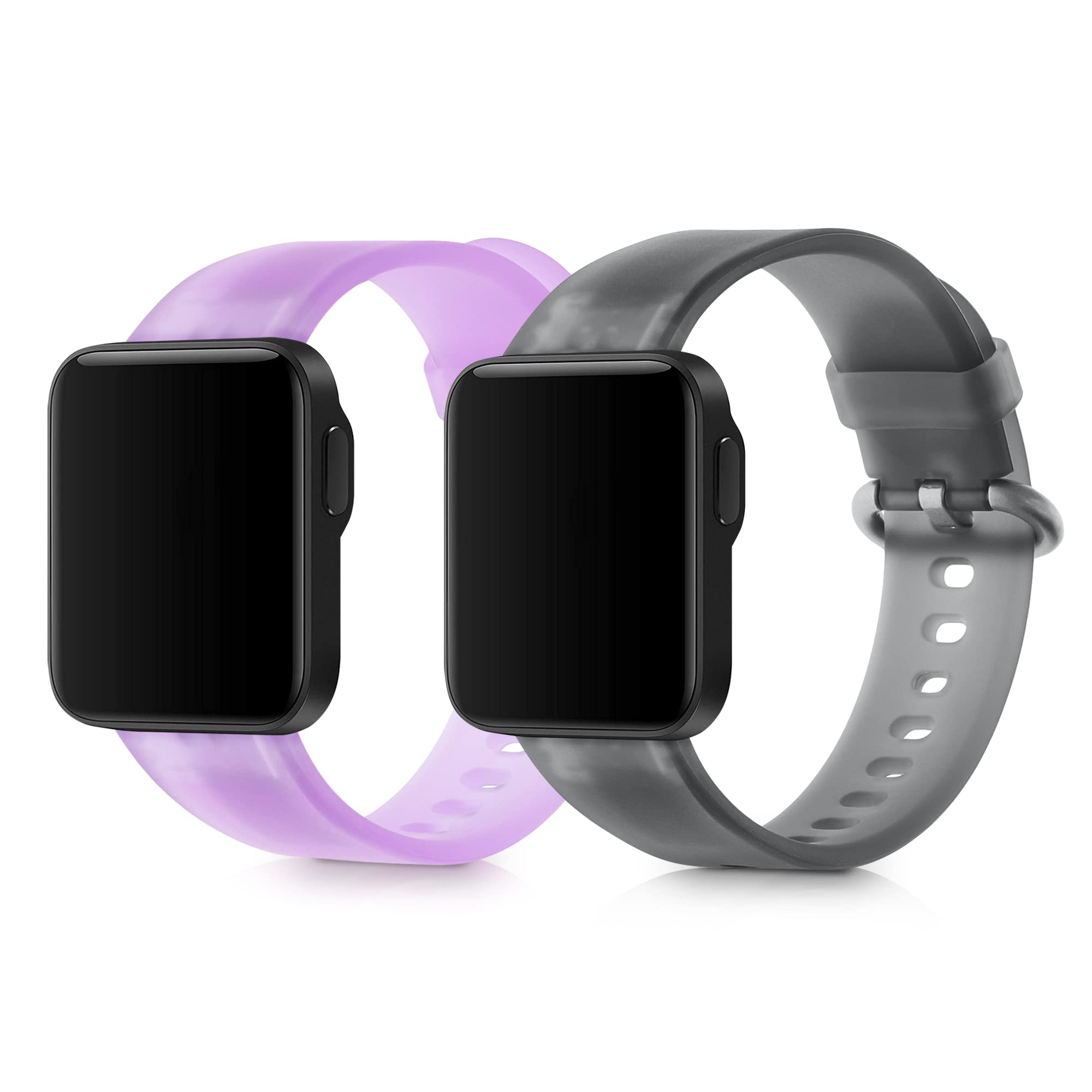 kwmobile Straps Compatible with Xiaomi Mi Watch Lite/Redmi Watch Straps - 2x Replacement Silicone Watch Bands - Smartwatch or Fitness Tracker - Black/Mauve