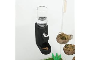 Daerky Small Animal Water Feeder, Magnetic Hanging Feeder & Hidden Cave - Accessories for Jumping Spiders, Wolf Spiders, Mantises, Arboreal Animals & Other Small Creatures - 5ML Capacity (Black)