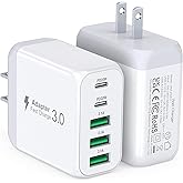 USB C Wall Charger Block, 2Pack 60W 5-Port C Charger Fast Charging Block PD Power Adapter +QC 3.0 Multiport Type C Box Brick Cube USB A Wall Plug for iPhone 15/16/17 Pro Max Plus, iPad,Samsung Galaxy