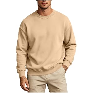 Xiaojmake Men's Fleece Pullover Crewneck Sweatshirts Soft Casual Crew Neck Long Sleeves Tops Spring Fall Trendy Solid Sweater