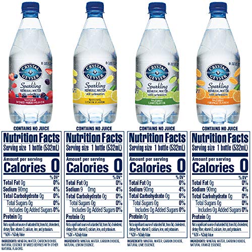 Crystal Geyser Variety Pack, 4 Flavors, Sparkling Spring Water PET