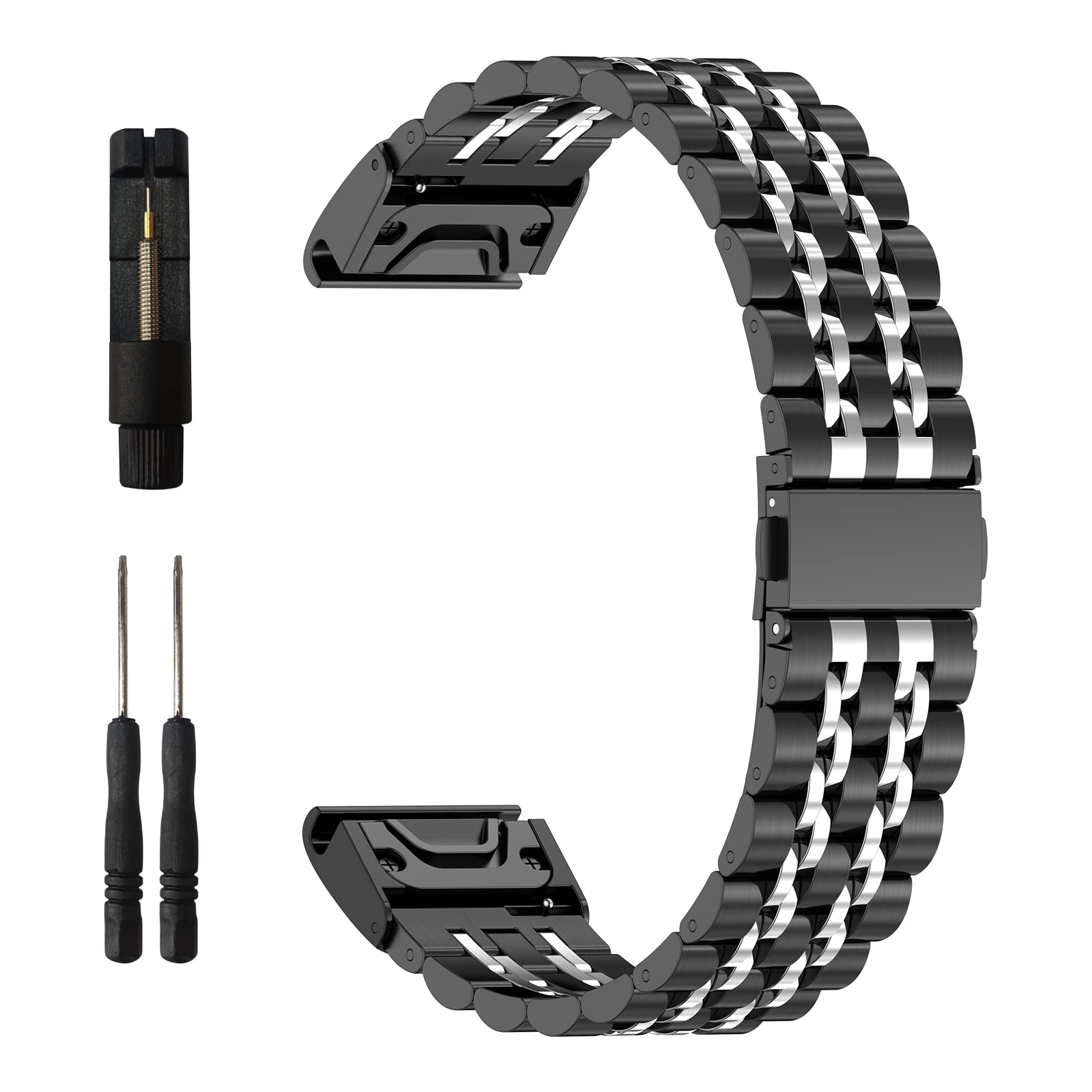 EZMVZKU 22mm QuickFit Metal Strap for Garmin Fenix E/Fenix 8 AMOLED 47mm/7/7 Pro/6/6 Pro/5/5 Plus,Stainless Steel Watchband for Forerunner 965 955 945 935/Approach S62/S60/epix Pro 47MM/Descent G1