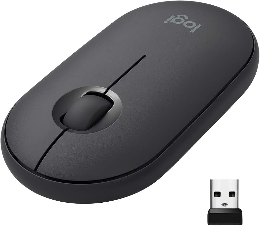 Logitech Pebble Wireless Mouse Bluetooth 2.4 GHz Silent Slim Graphite Black