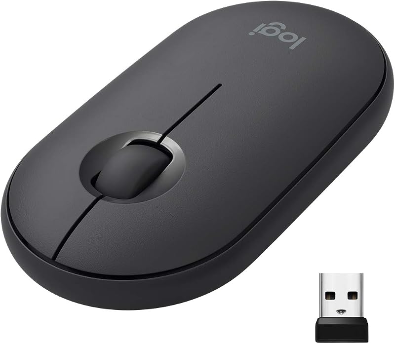 Logitech Pebble Wireless Mouse Bluetooth 2.4 GHz Silent Slim Graphite Black
