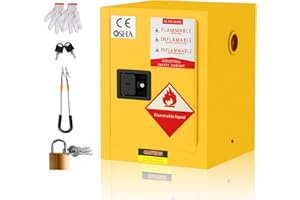 KQZZIV 4 Gallon Flammable Storage Cabinet, 18.1''L×18.1''L×23''H Galvanized Steel Flammable Cabinet Fire Cabinet, Flammable Liquid Storage Cabinet Adjustable Shelf for Commercial Industrial Yellow