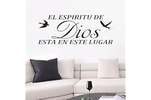 AnFigure Vinilos Decorativos para Pared, Frases para Decorar Pared En Español, Biblicos Spanish Cuadro Salmo Quotes Vinilo Home Art Decor Vinyl Stickers El Espiritu De Dios Esta En Este Lugar 23"X9"