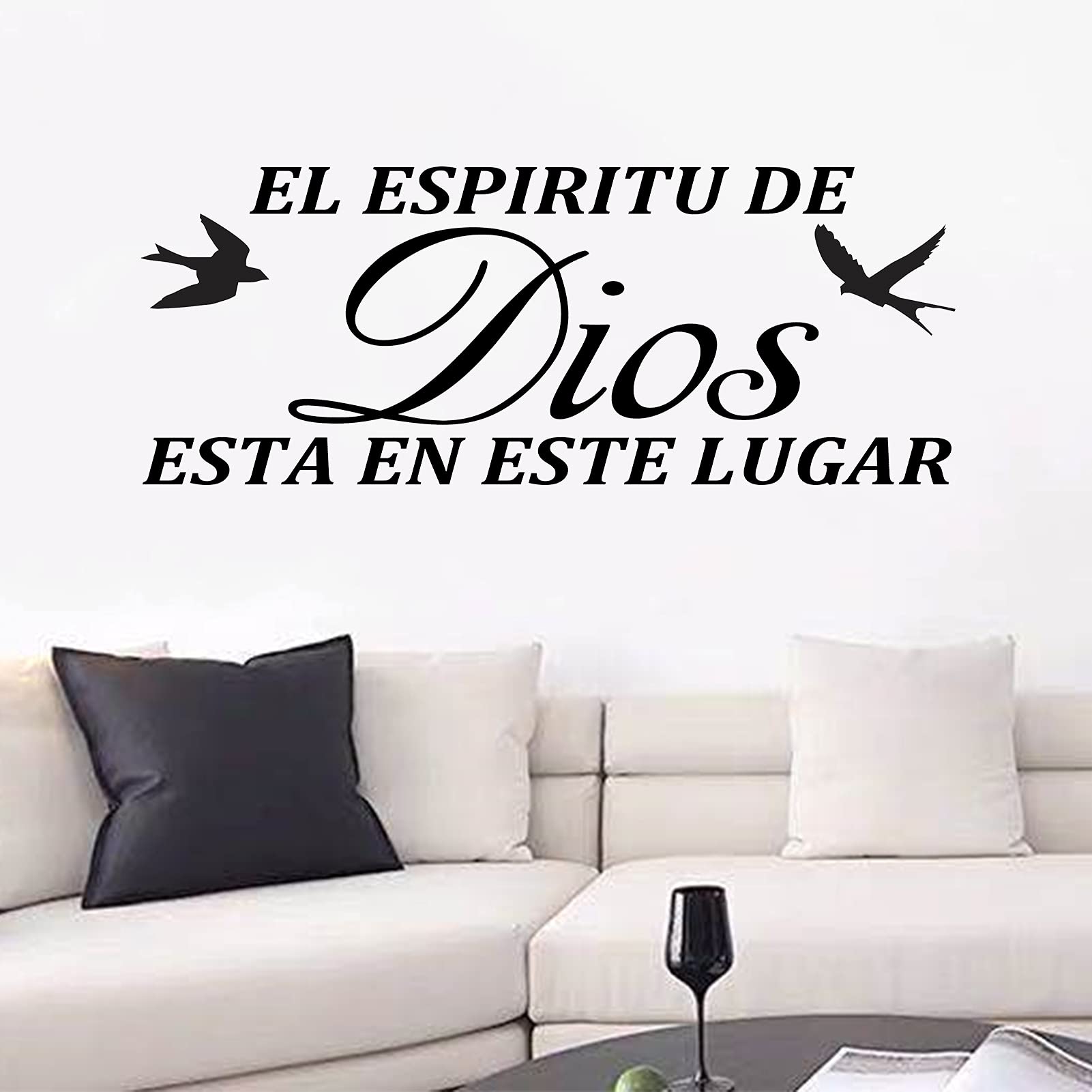 Wall Stickers, Bathroom Wall Stickers, Non-Printing, Quotes Islamic Bible Verse God Christian Scripture Jesus Prayer Women Home Vinyl Art Decor Sayings Word Sign Spanish, El Espiritu De Dios 32"X12.5"