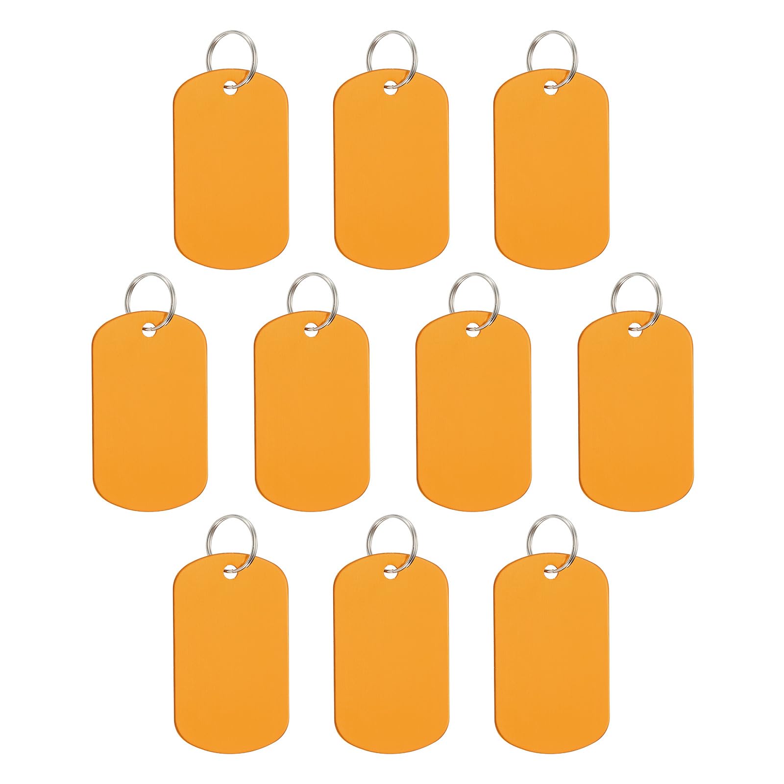 PATIKIL Aluminum Stamping Blanks, 10Pcs Rectangle Metal Engraving Blank Discs Sublimation ID Name Tags Dog Tag with Key Rings for DIY Craft Engraving, Gold