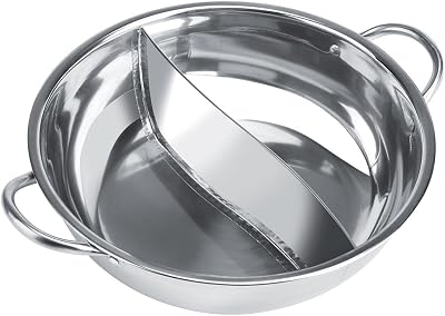 BHDK 30CM Stainless Steel Hot Pot Divider Silver Non-Stick Family Kitchen