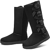 Iarus Winter Snow Boots for Women Warm Mid Calf Boots Comfortable Fuzzy Ladies Booties Classic Bow Tie Outdoors