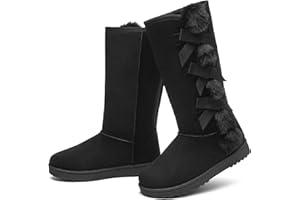 Iarus Winter Snow Boots for Women Warm Mid Calf Boots Comfortable Fuzzy Ladies Booties Classic Bow Tie Outdoors