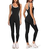 INNO MINT One Piece Workout Jumpsuits for Women - Yoga Full Length Romper with Square Neck and Contrast for Gym