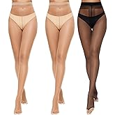Yilanmy Toeless Pantyhose for Women 3 Pairs 10D Ultra Thin Sheer Tights Without Toes Open Toe Stockings for Sandals