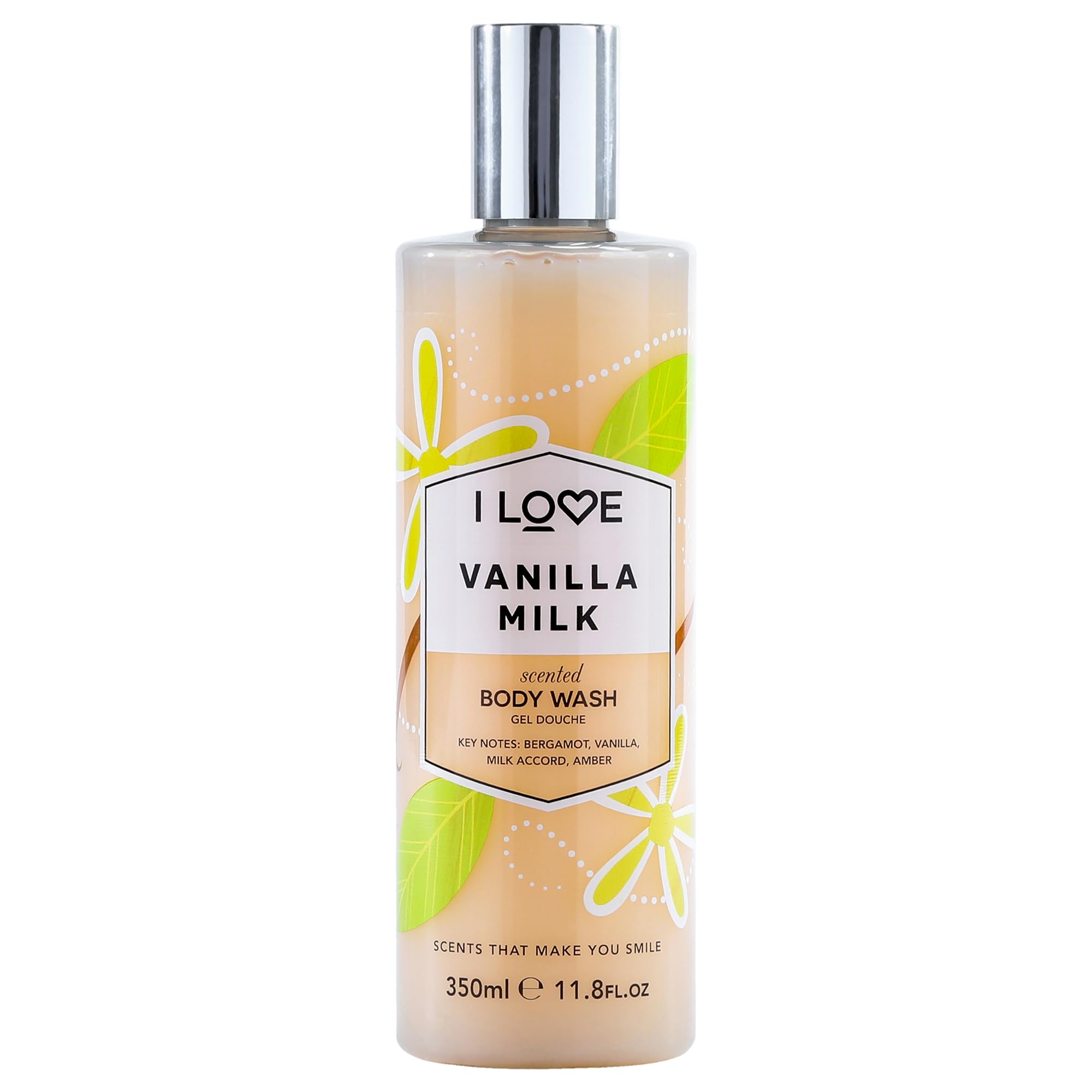 I Love Vanilla Milk Scented Body Wash, Rich & Creamy Foam Which Contains Natural Fruit Extracts, Includes Pro Vitamin B5 For Moisturised & Silky Smooth Skin, CrueltyFree & VeganFriendly 350ml