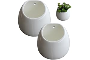 2-Pack Ceramic Wall Planter with Hanging Hole Modern Hanging Plant Pot for Succulents and Small Plants Indoor Home Decor Plan