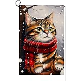 BLKWHT Winter Schneemann Gartenflagge, Vertikal, Doppelseitig – 30,5x45,7 Cm, Jute, Mit Hirsch & Kardinal