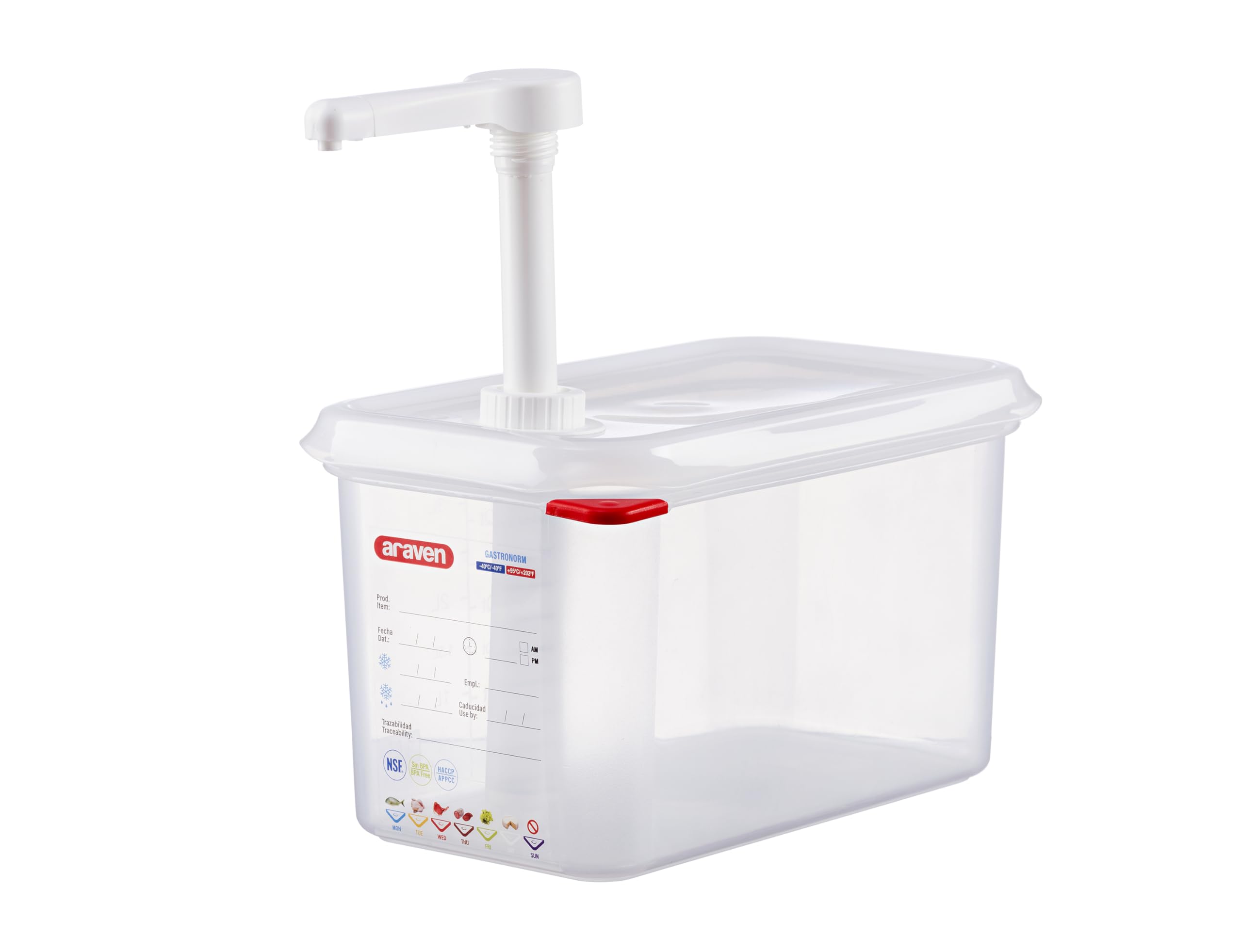 Araven Sauce Dispenser with Pump 1/4 GN, Large