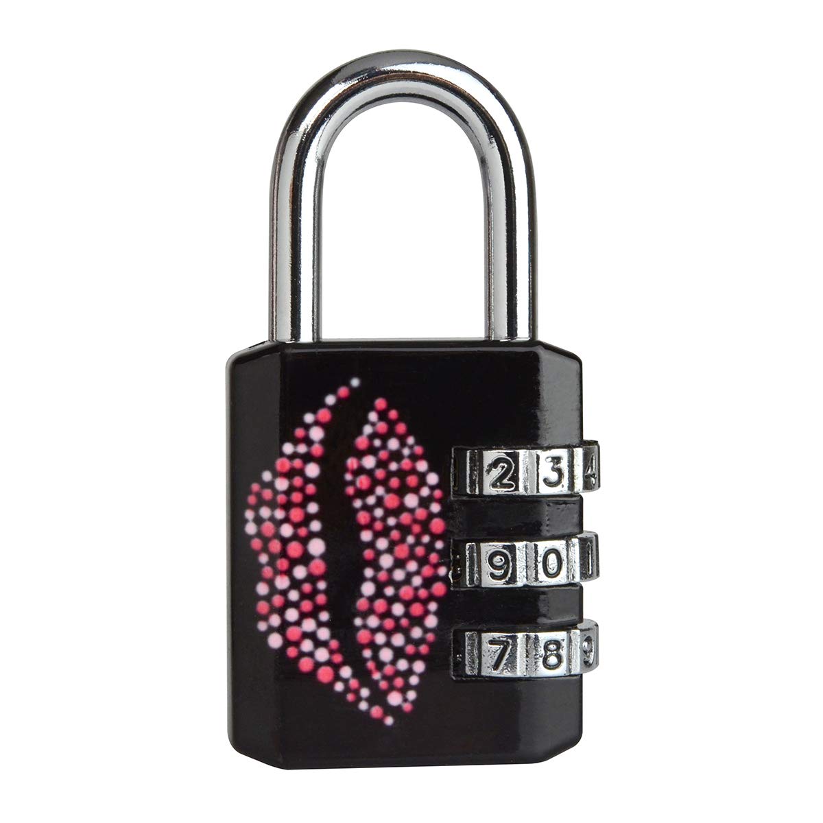 Master Lock 1509EURDKISS Combination Padlock with Printed Design, Mouth, 6 x 3.2 x 1.5 cm, Black, 6 cm x 3.2 cm x 1.5 cm, Lip Print