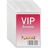 WTQ 50Pcs Sealable Name Badge Holders, Large Vertical VIP Badge Holder, Fit 3.5" x 5" Inserts, Clear Plastic Name Tag Holder, Resealable & Waterproof, PVC Card Badge Protector