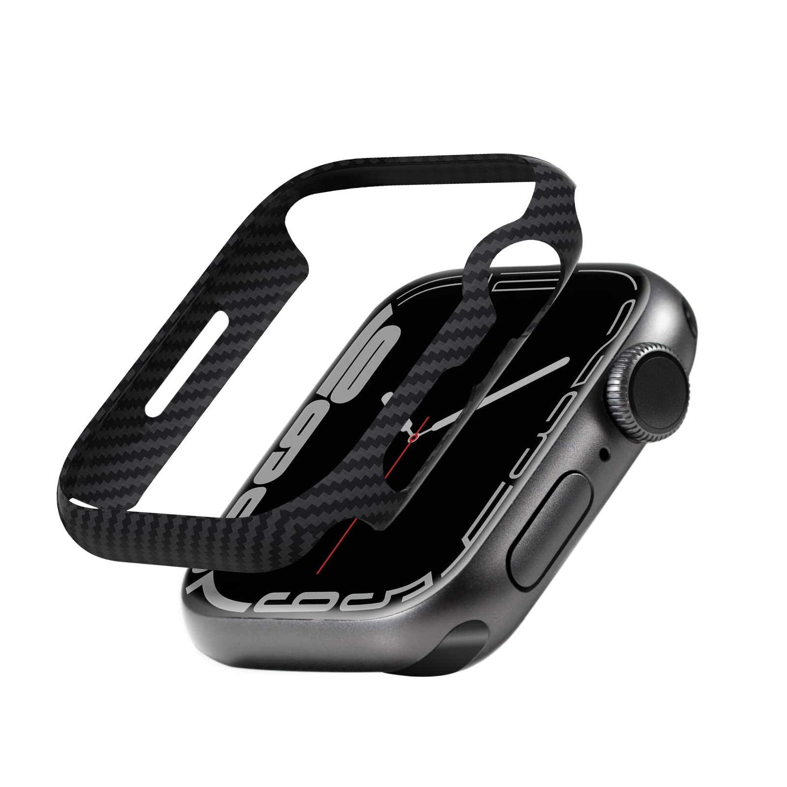 PITAKA Apple Watch 9/8/7 Case, 45mm, Aramid Fibre with Carbon Look, Slim Smartwatch Cover for Men, Air Case, Black Matte โ image 1