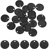 MECCANIXITY Metal Stamping Tags,1 Inch Round Black Aluminum Stamping Blanks for Necklace Bracelet Dog Pet ID Jewelry Making 24Pcs