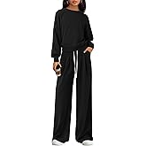 PRETTYGARDEN Womens 2 Piece Sets Long Sleeve Sweatshirt Wide Leg Pants Loose Matching Lounge Set Trendy Fall Outfits