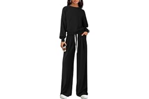 PRETTYGARDEN Womens 2 Piece Sets Long Sleeve Sweatshirt Wide Leg Pants Loose Matching Lounge Set Trendy Spring Outfits