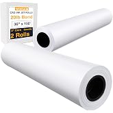 VOISEN Wide Format Paper, 2 Rolls Plotter Paper 36 In x 150 Ft | 20lb CAD Bond Rolls, Bond Paper on 2" Core for CAD Printing on Wide Format Ink Jet Printers