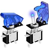 DaierTek 12V Blue LED Illuminated Toggle Switch with Safety Cover Guard 3 Pin ON Off Covered Lighted Toggle Switch Rocker Heavy Duty 20 AMP for Racing Automotive Motorcycle Car RV Truck -2pack