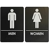 USA Made - Men's and Women's Restroom Signs ADA-Compliant Bathroom Door Signs for Offices, Businesses, and Restaurants, Black