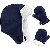 Baby Winter Hat Mittens Toddler Hats for Boys Girls Sherpa Lined Toddler Gloves Infant Baby Hat and Mitten Set