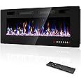 Eueiriup 50” Recessed and Wall Mounted Fire Places Electric Fireplace Ultra Thin with Remote Control, Toucn Screen