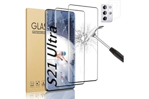 AFSKU (2+2 Pack) Galaxy S21 Ultra Screen Protector and Camera Lens Protector Premium Tempered Glass Screen Protector For Samsung Galaxy S21 Ultra (6.8 Inch） - Protect Your Phone's Display from Scratche - Easy Installation and Fingerprint Unlock
