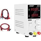 LONGWEI DC Power Supply Variable 30V 10A, 4-Digital LED Display, Precision Adjustable Regulated Switching Power Supply Digital with Alligator Leads US Power Cord