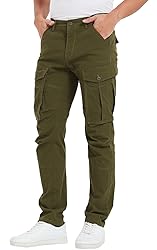 Plaid&Plain Men's Cargo Pants Slim Fit with 3D