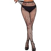 Leypafy Sexy Fishnet Tights Patterned Stockings High Waist Pantyhose for Women Christmas Black Plus Size