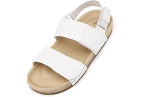 Cubufly Toddler Sandals Double Strap Flat Comfortable Summer Shoes Back Elastic Straps with Hook Loop Sandal