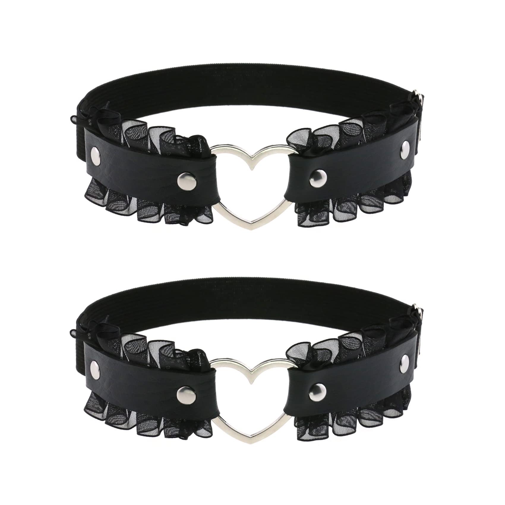 alisikee Lace Heart Thigh Garter Belt, Adjustable Leg Garters for Women, Black