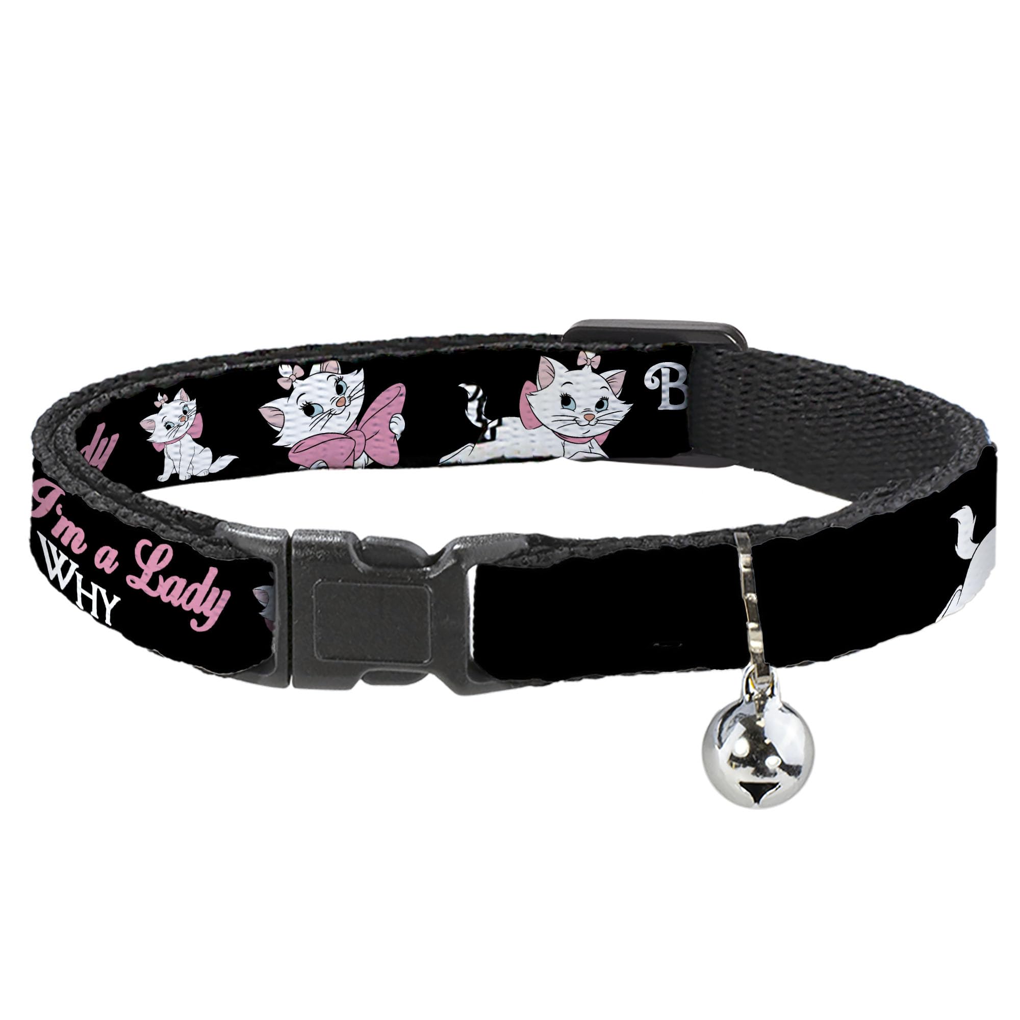 Cat Collar Breakaway Aristocats Marie 3 Poses Because Im A Lady Thats Why Black 8 to 12 Inches 0.5 Inch Wide