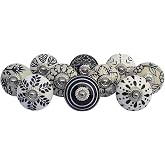 Royal Kraft Vintage Black Hand Painted Ceramic Pull Knobs for Kitchen Cabinet, Door &amp; Drawer, Wardrobe, Cupboard (Set of 10) Sknob009