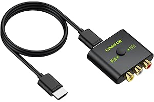 LiNKFOR RCA to HDMI Converter, 1080P AV to HDMI Converter, 16:9/4:3 Conversion Mini Composite CVBS Audio Video Adapter with C