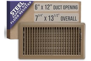 Fits 6x12 and 12x6 Duct Opening | Floor Register with Louvered Design by Handua | Heavy Duty Walkable Design with Damper | Floor Vent Grille | Easy to Adjust Air Supply Lever | Brown